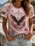 Women's Independence Day Floral Print T-Shirt