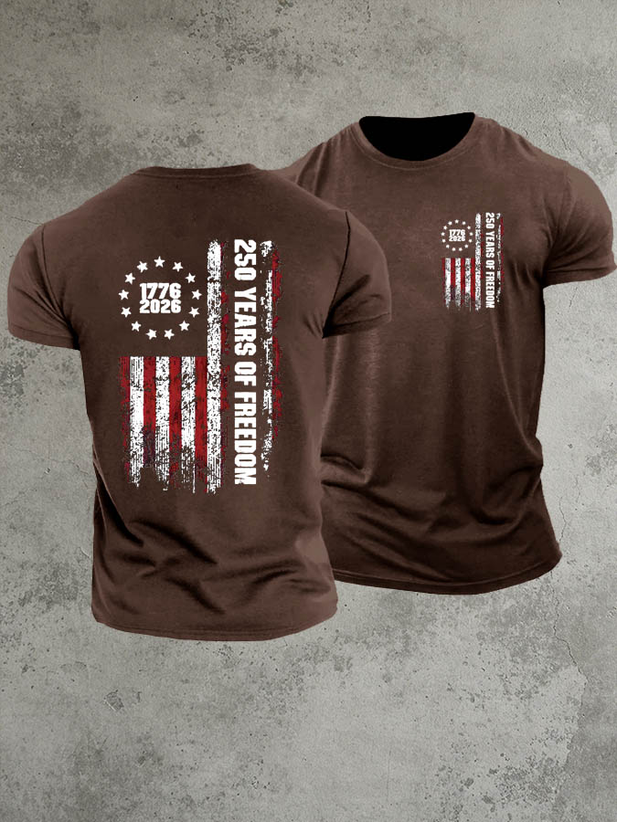 1776-2026 250 Years Of Freedom Pattern 100% Cotton T-Shirt