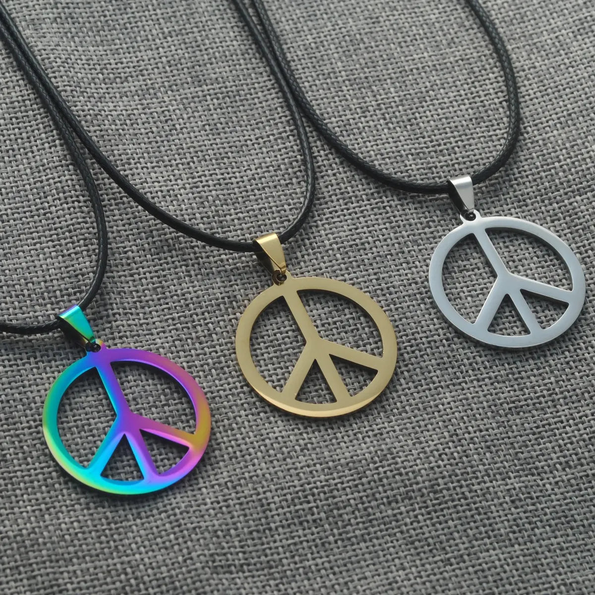 Stainless Steel Colored Peace Pendant