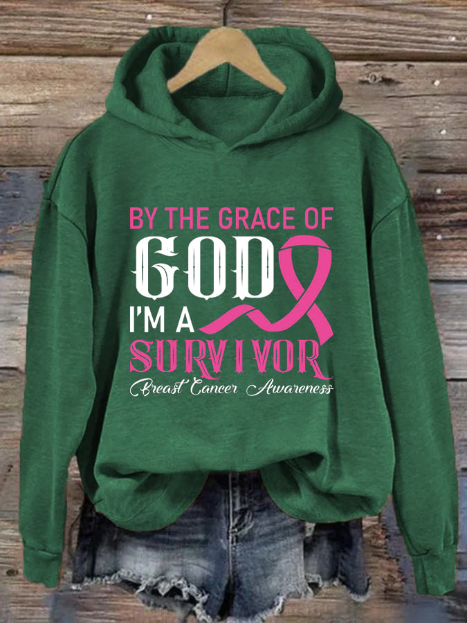 Women's By The Grace Of God I'm A Survivor Print Hoodie