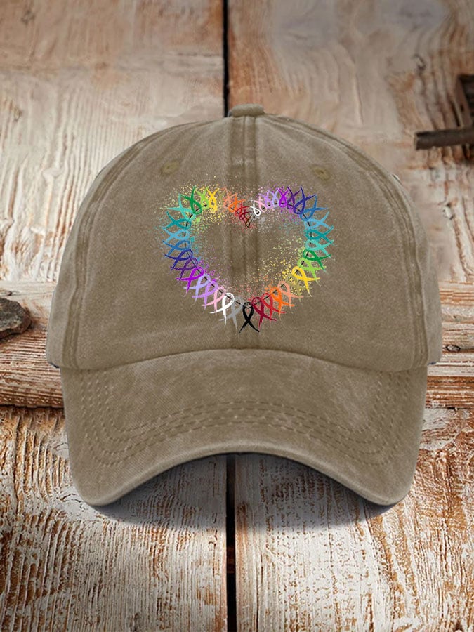 All Cancer Awareness Heart Ribbon Hat