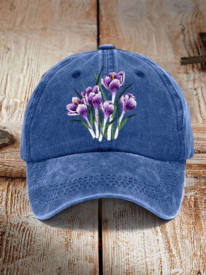 Alzheimer's Awareness Purple Floral Print Unisex Hat