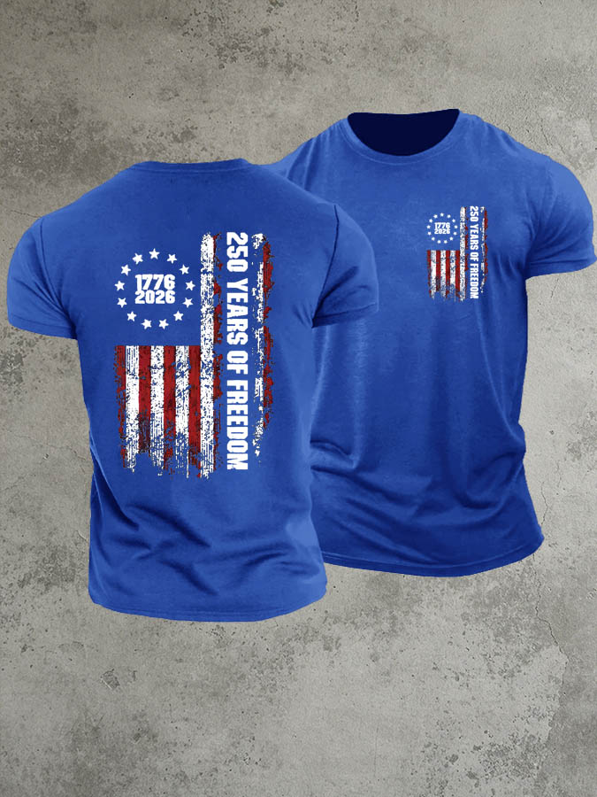 1776-2026 250 Years Of Freedom Pattern 100% Cotton T-Shirt