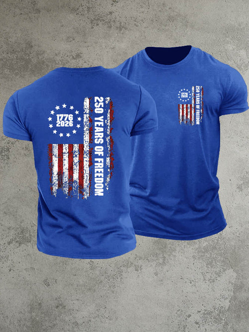 1776-2026 250 Years Of Freedom Pattern 100% Cotton T-Shirt