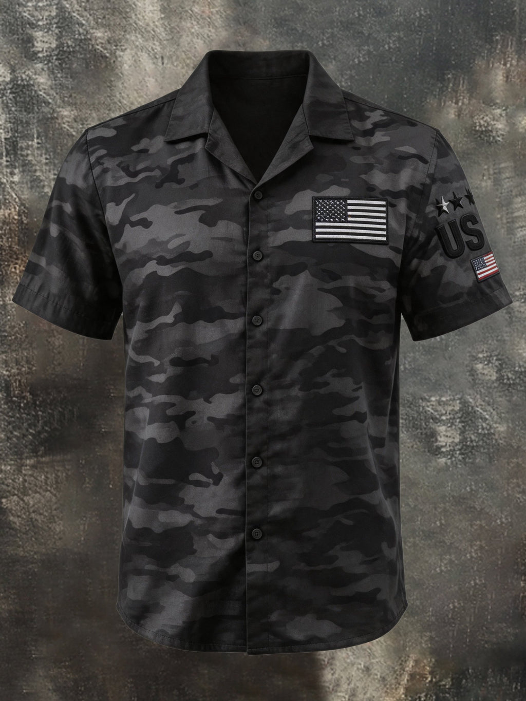 Men's Retro Cotton-Linen Patriot Color-Block Short-Sleeve Shirt