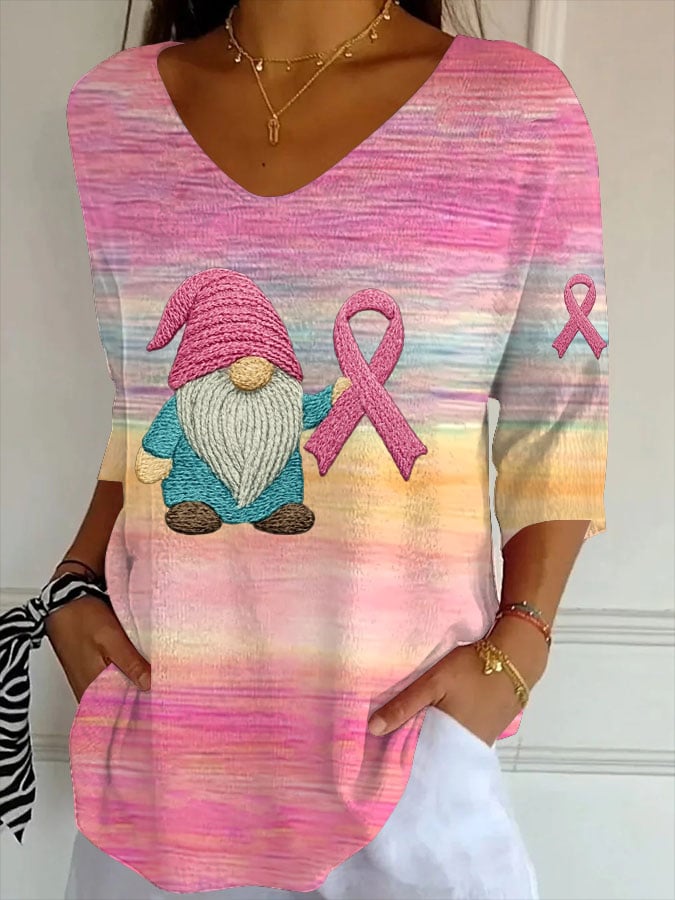 Women's Breast Cancer Awareness Print Casual T-Shirt