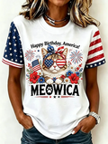 Women'S American Cat Printed Casual T-Shirt