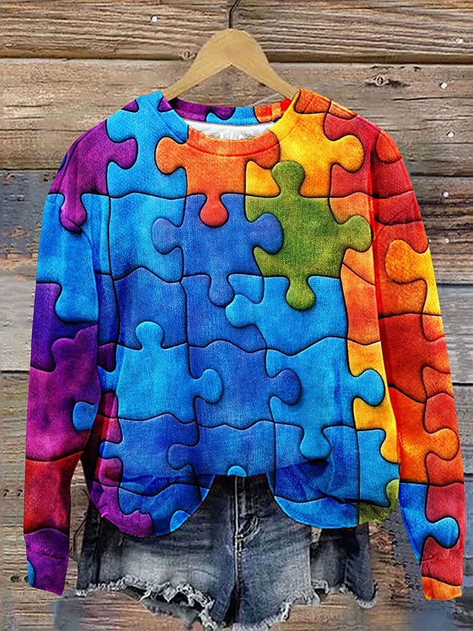 Women's Autism Awareness Printed Sweatshirt