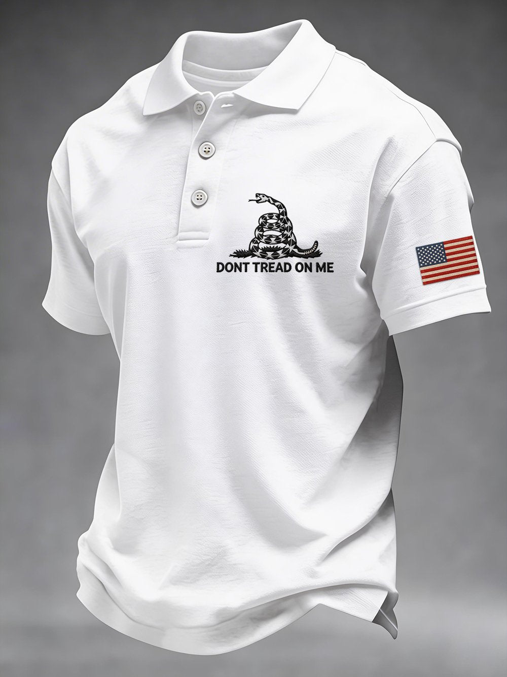 Men's "Don't Tread on Me" Print Casual Short-Sleeve Polo Shirt