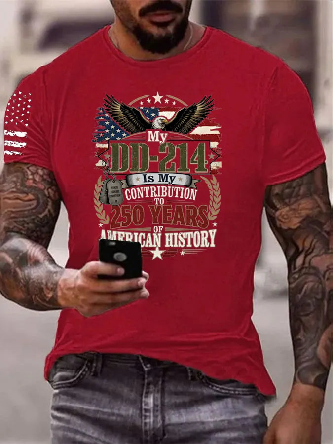 DD214 Is My Contribution To 250 Years Of American History Pattern 100% Cotton T-Shirt