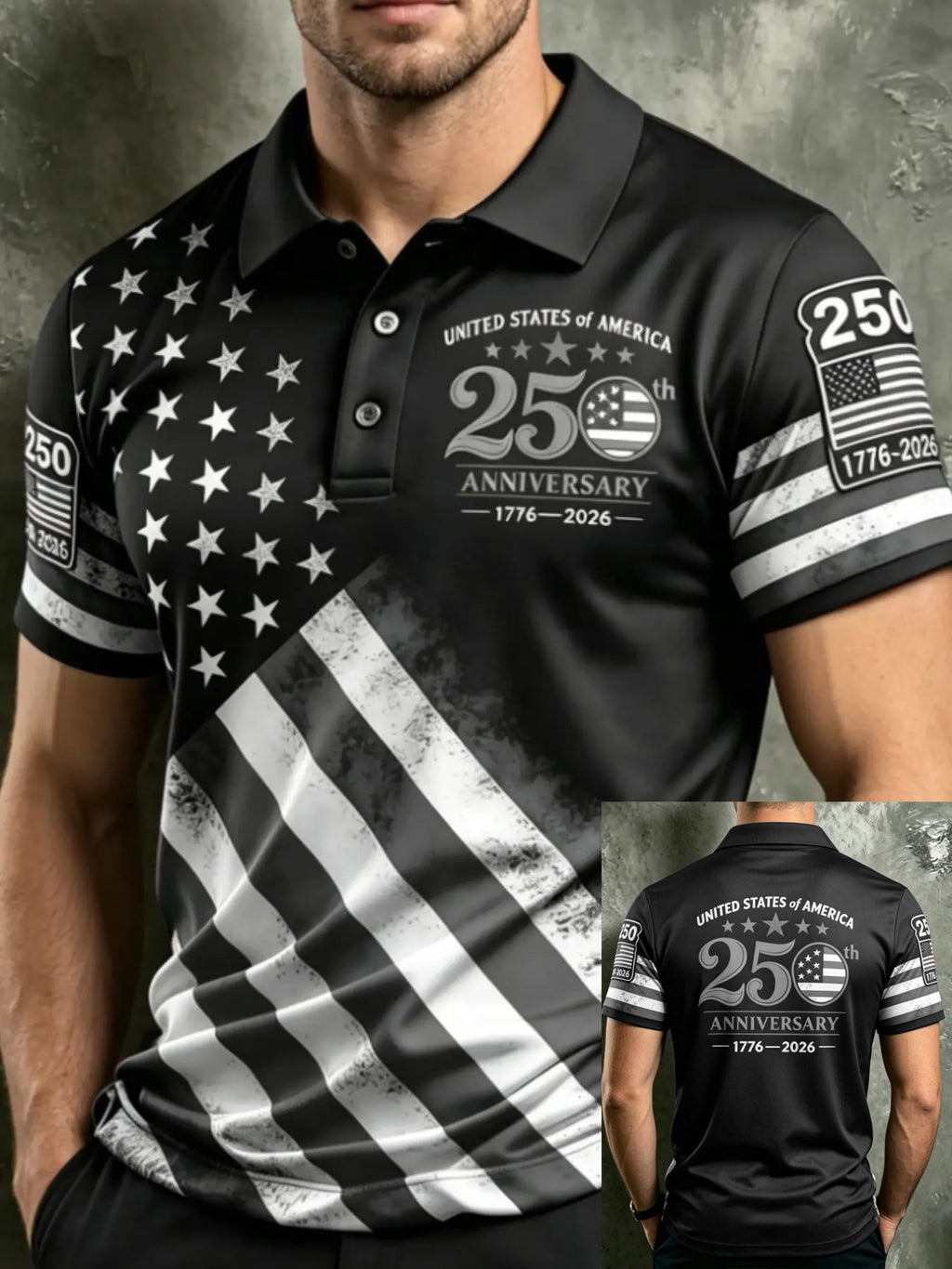 Men's 250th Anniversary American Flag Polo Shirt
