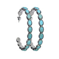 Retro Western Style Turquoise Big Circle C- Shaped Earrings
