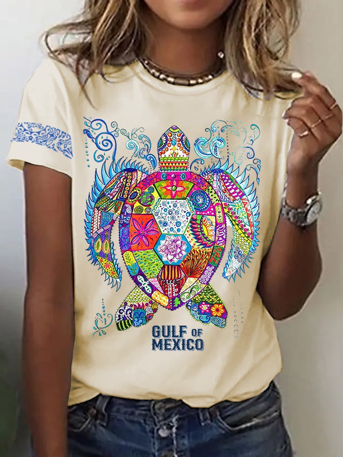 Women's Mexican Printed Crew Neck T-Shirt