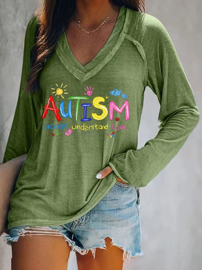 Women's Autism Print Long Sleeve T-Shirt