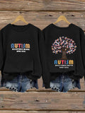 Women's  Autism Awareness Printed Casual Crew Neck Sweatshirt
