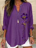 Women's Purple Flower Print Casual Shirt