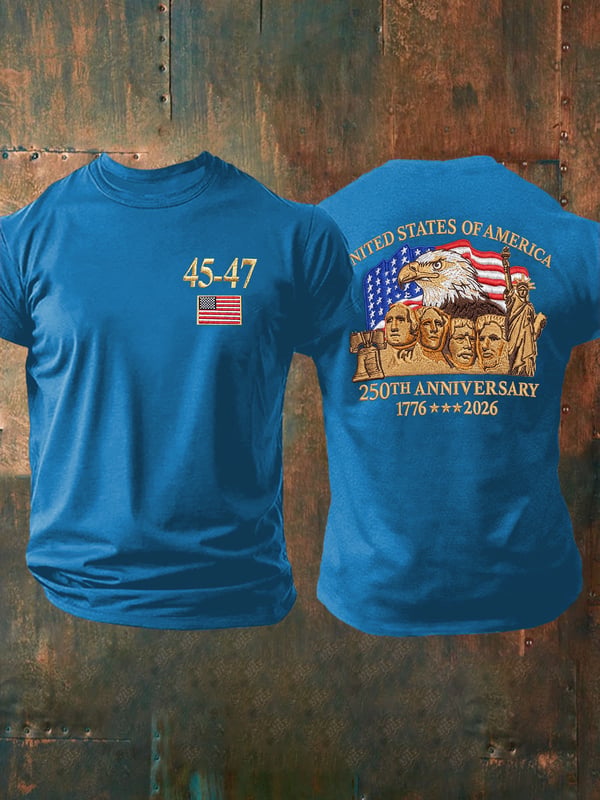 45-47 250th Anniversary 1776-2026 Pattern 100% Cotton T-Shirt