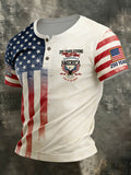 Men's 250th Anniversary of the Founding of the United States Printed Casual Henley Shirt
