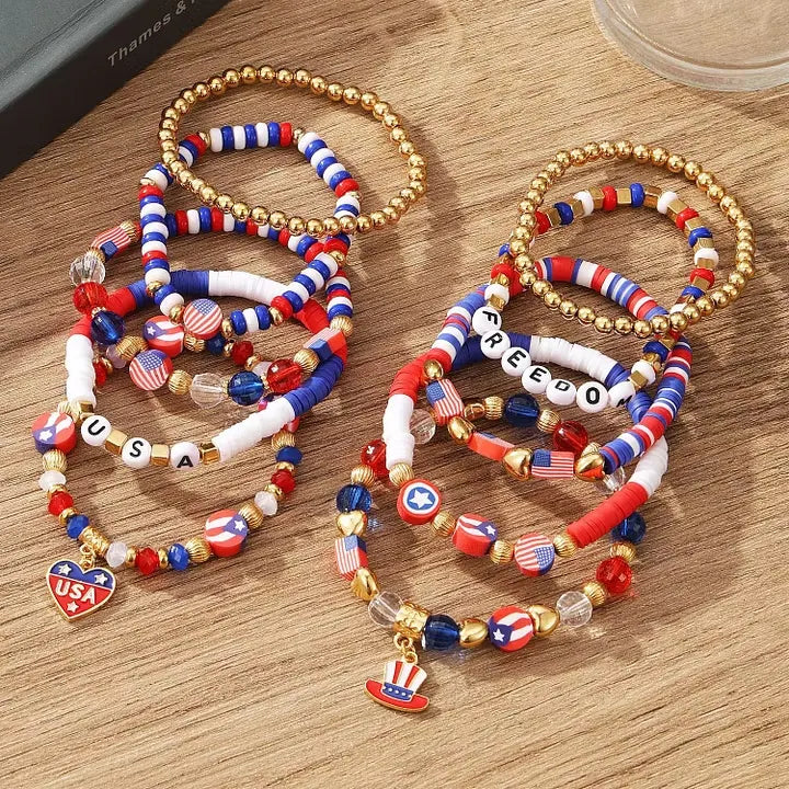 Independence Day Usa American Flag Bracelet