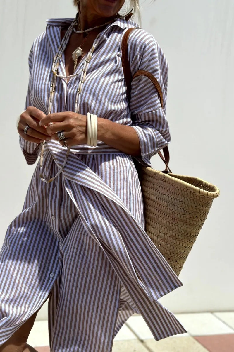 Keira Striped Cotton Shirt Dress