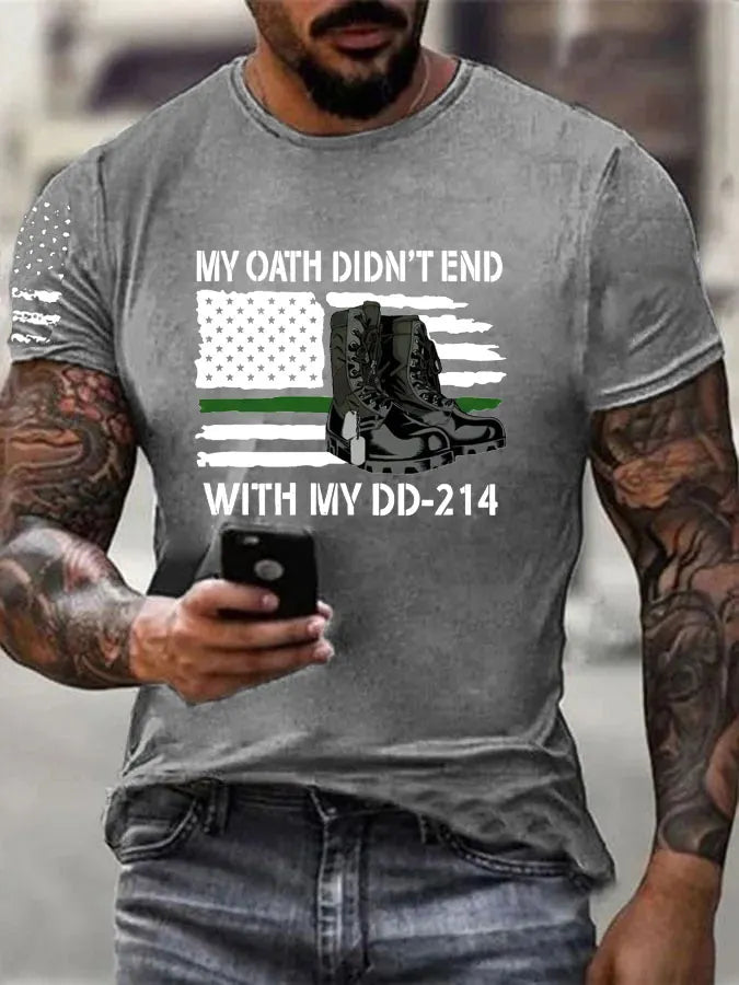 My Oath Didn't End With My DD214  Pattern 100% Cotton T-Shirt
