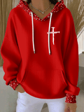 Women's Christmas Faith Print Casual Hooded Sweatshirt