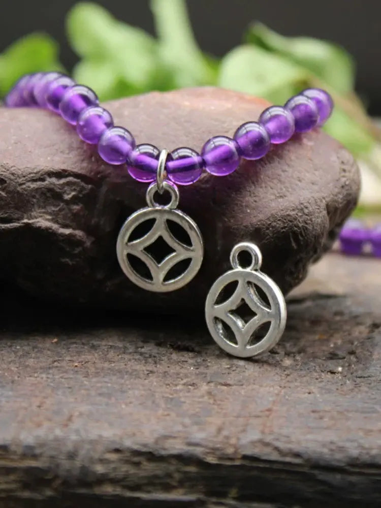 Alzheimer's Disease Natural Purple Crystal Bracelet