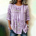Women's Vintage Floral Print Short-sleeved Top