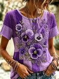 Women's Alzheimer's Awareness Floral Art Print Top