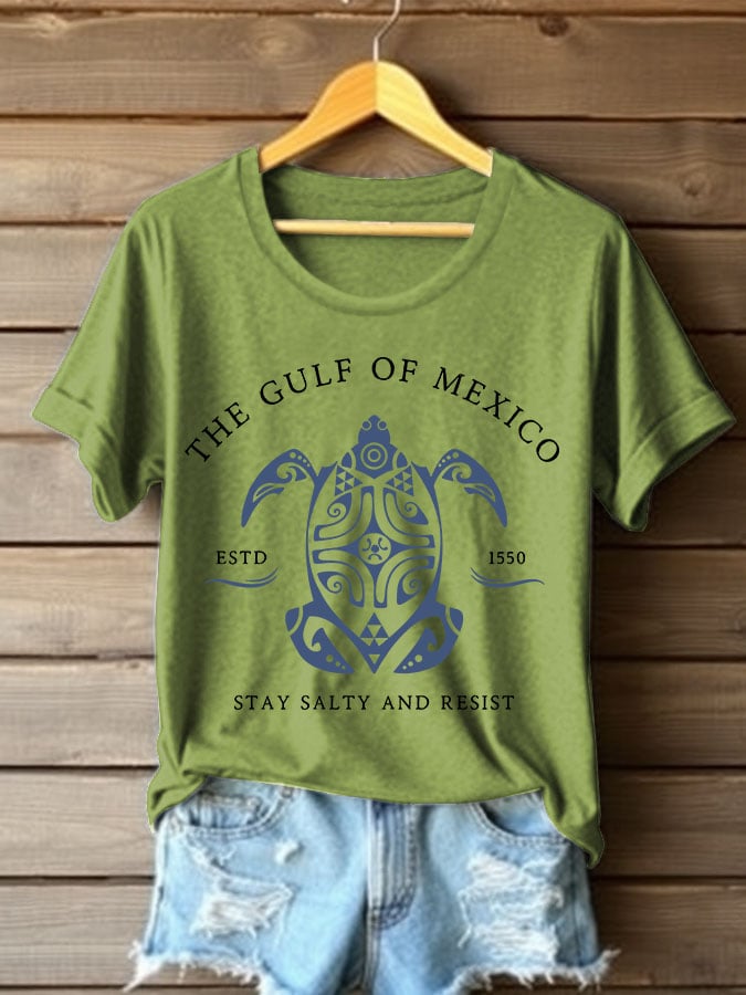 Women's The Gulf Of Mexico Printed Round Neck T-shirt
