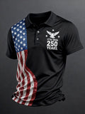 Men's 250th U.S. Independence Day Print Casual Short-Sleeve Polo Shirt