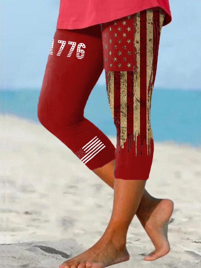 Women's Vintage Flag Independence Day Casual Leggings