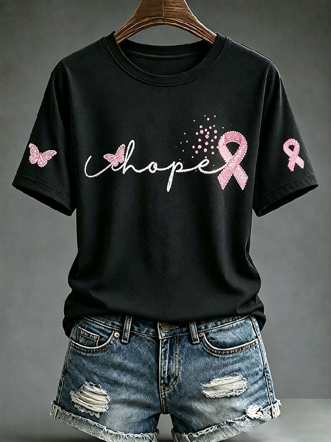 Women's Breast Cancer Awareness Print T-Shirt