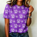 Cute Cat And Dog Paw Print T-shirt For Women.
