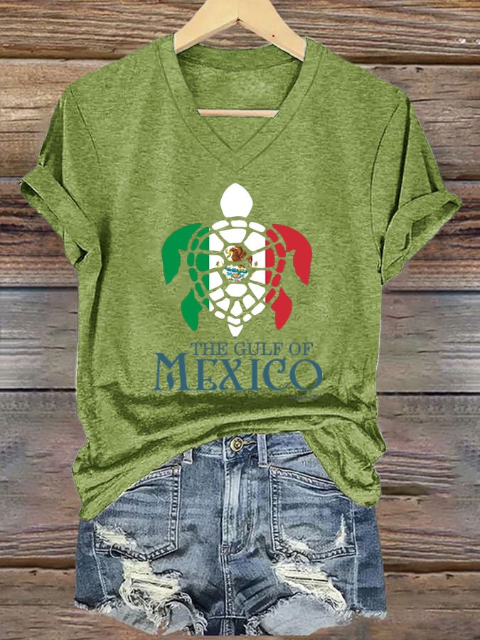Women's Gulf of Mexico Print V-Neck T-Shirt
