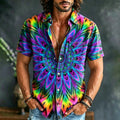 Men's Hippie Abstract Oil Painting Art Print Collared Henley Shirt