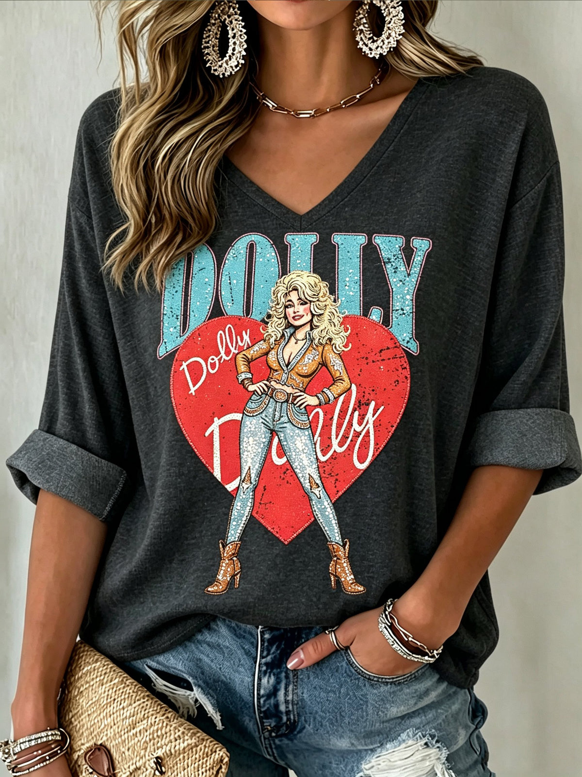 Women's Music-Themed Graphic Casual Top