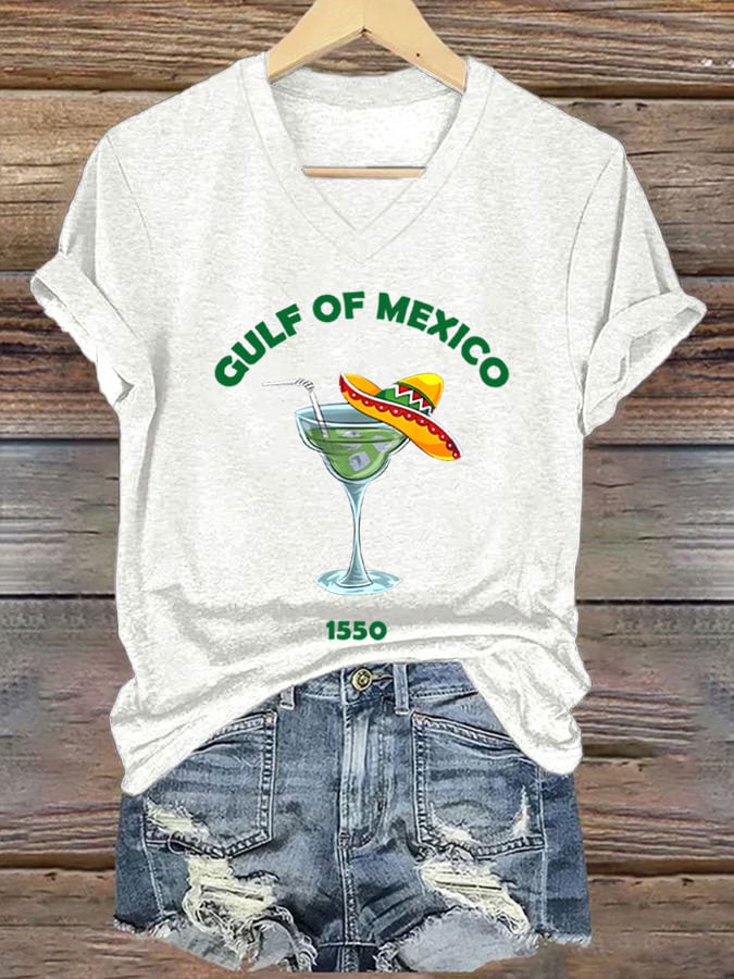 Women's Gulf of Mexico Print V-Neck T-Shirt