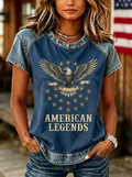 Women's Western Independence Day Eagle American Legends Printed T-shirt
