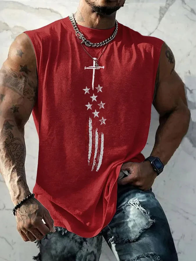 Men'S Sleeveless Casual Cotton And Linen T-Shirt