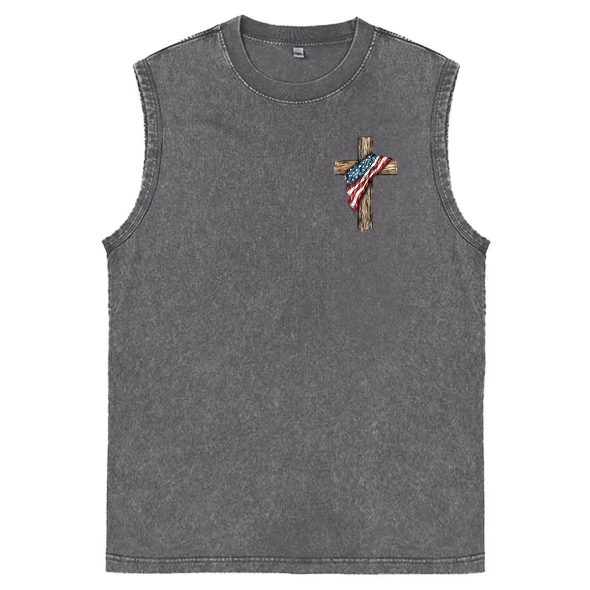 Stand For The Flag Kneel For The Cross Unisex Washed Cotton Sleeveless Tank Tops