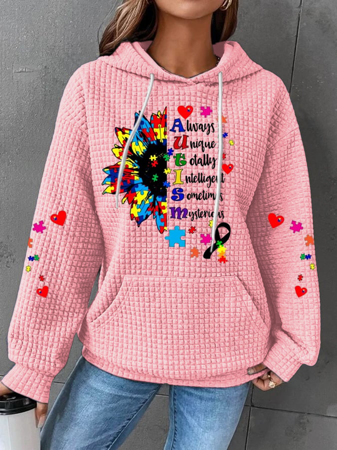 Women'S Autism Awareness Print Casual Hoodie
