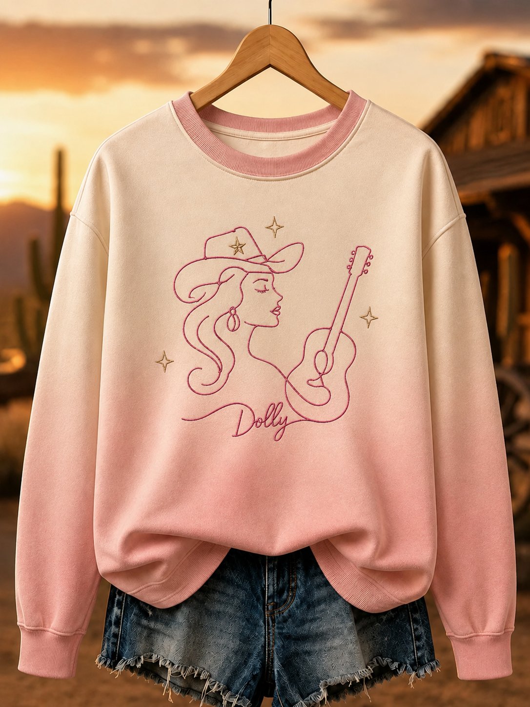 Women’s Tribute To Country Music Legend Dolly Parton Graphic Crewneck Sweatshirt