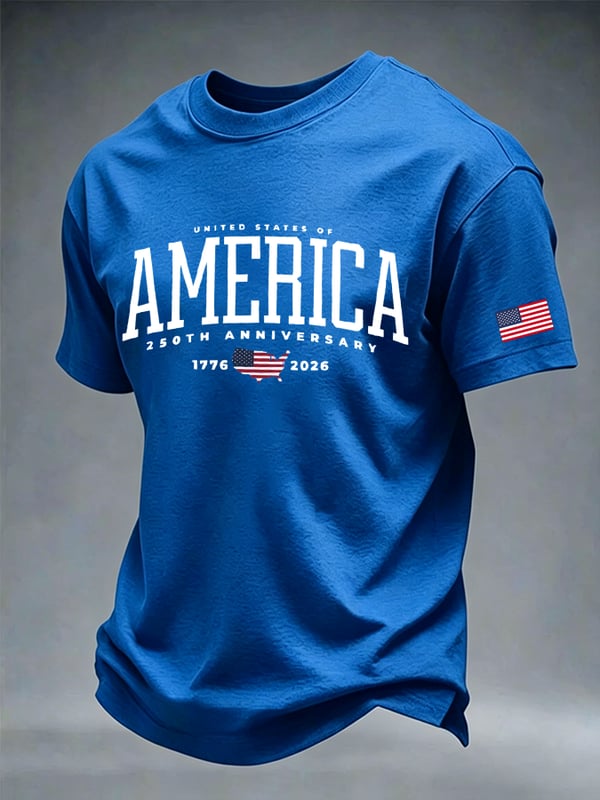 America 250 Years Pattern 100% Cotton T-Shirt