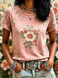 Women's Breast Cancer Awareness Ribbon Print Short-Sleeve T-Shirt