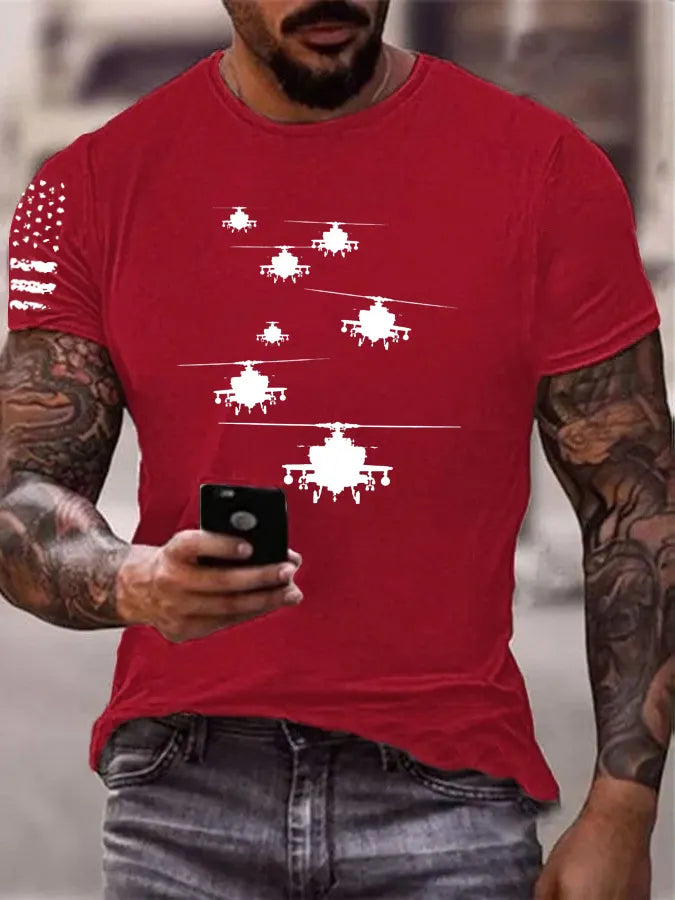 Apachen AH-64 Kampfhubschrauber Pattern 100% Cotton T-Shirt