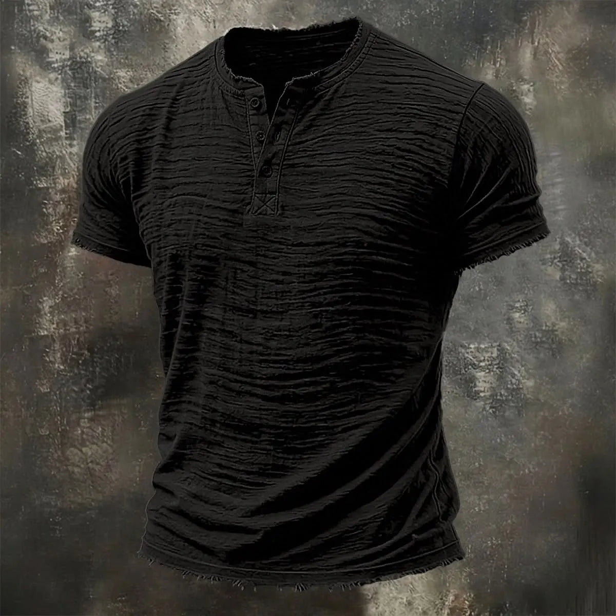 Men's Linen Short Sleeve Henley Summer Spring Solid Color Textured T-Shirt