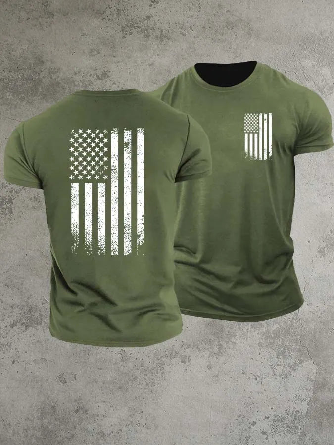 America Flag 1776 Pattern 100% Cotton T-Shirt