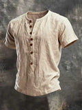 Men's Casual Short-Sleeve Linen Shirt