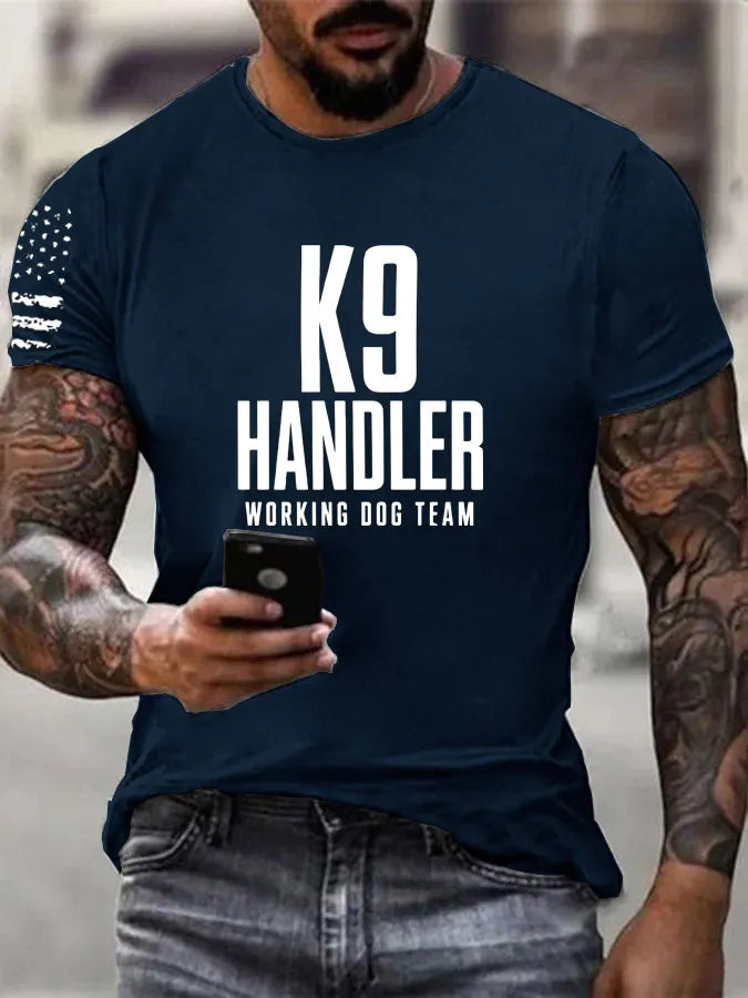 K-9 Handler Working Dog Team Pattern 100% Cotton T-Shirt